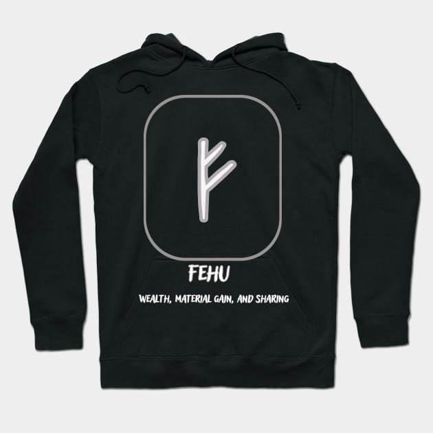 the Nordic rune Fehu Hoodie by Skandynavia Cora